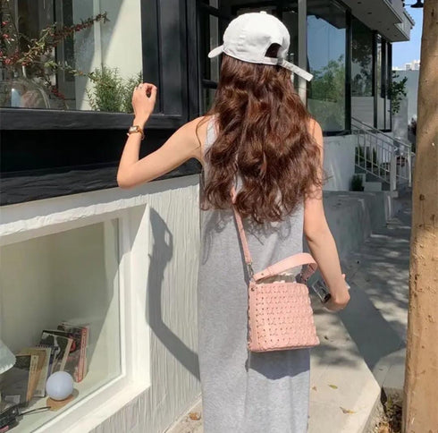 Summer Fashionable Woven  Simple Crossbody and Hand Bucket Bags